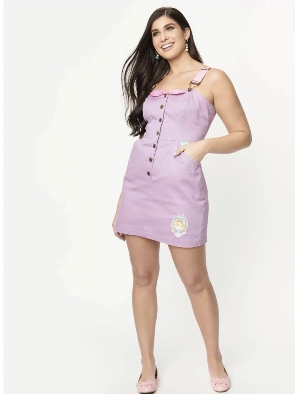 NWT Polly Pocket x Unique Vintage Pinafore Dress Purple Sz L 10/12 Retro Whimsy